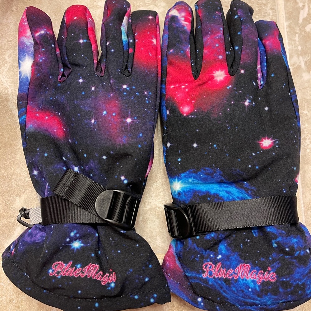Ski snow gloves blue magic